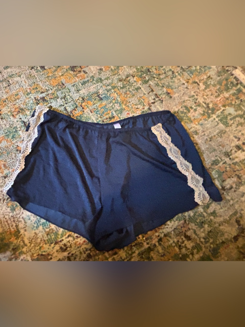 Secret Treasures Navy Sleep Shorts with Cream Lace Trim